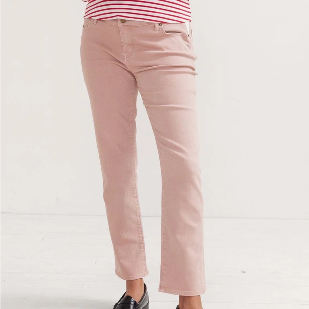 Hatch Women's Straight Leg Jeans in Light Pink